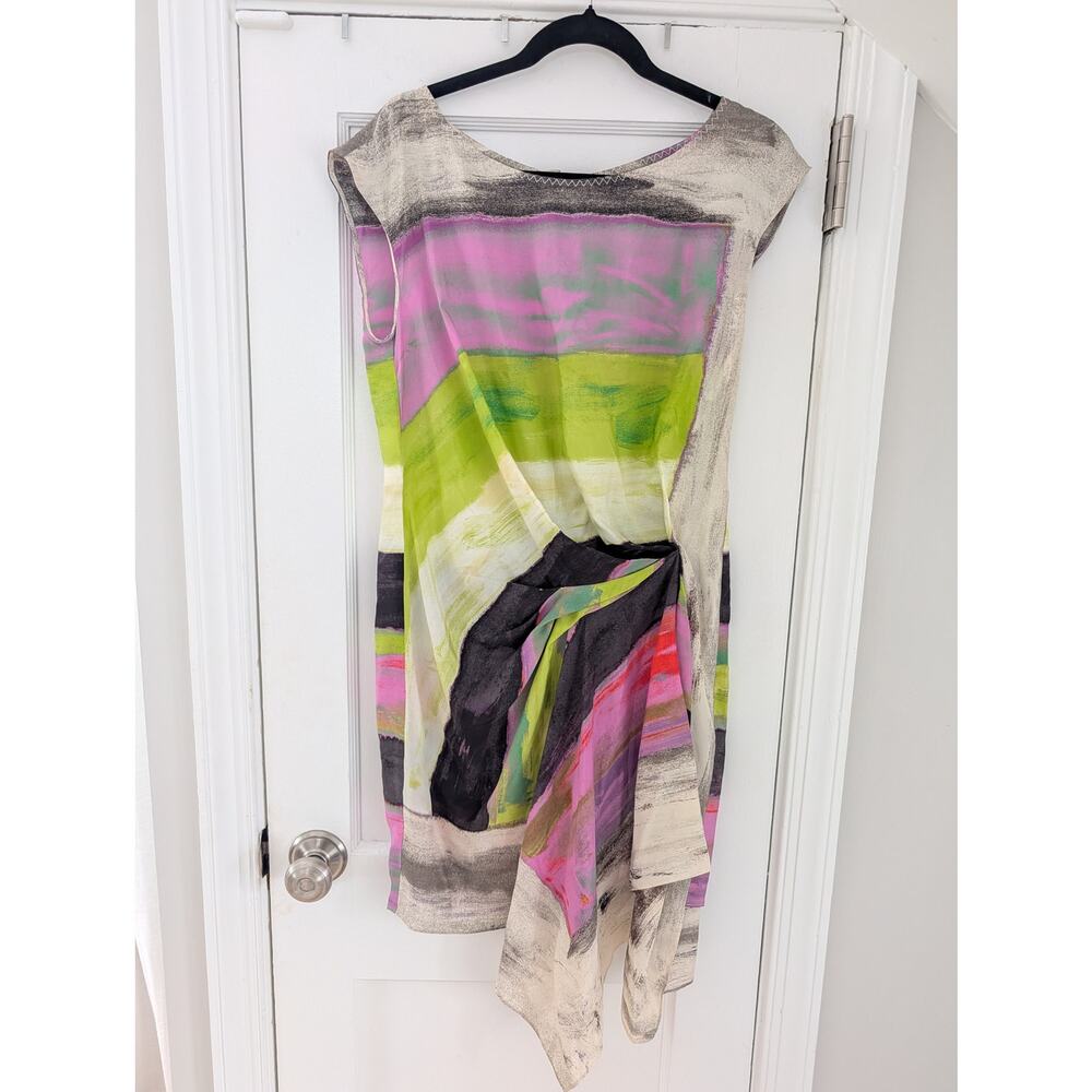 RACHEL Rachel Roy Multicolored Silk Asymmetrical Dress Sz Medium